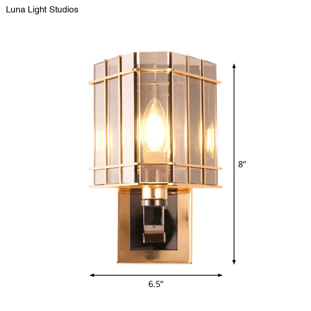 Gold Crystal Bedside Wall Sconce With 2/3 Tiers And 1/3 Light - Postmodern Triangle Design