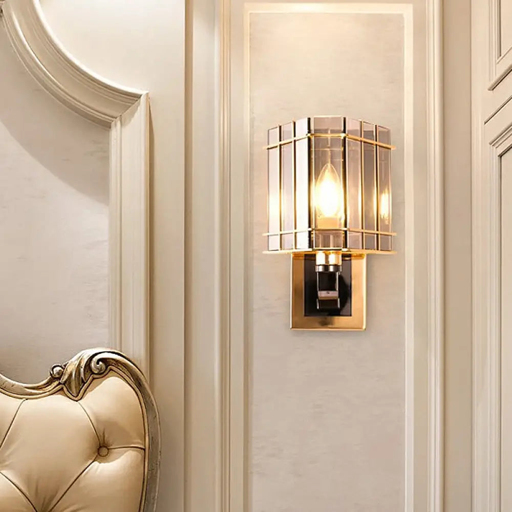 Gold Crystal Bedside Wall Sconce With 2/3 Tiers And 1/3 Light - Postmodern Triangle Design / C