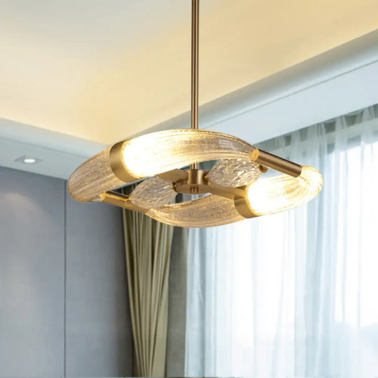 Gold Crystal Chandelier: Postmodern Led Hanging Light For Living Room