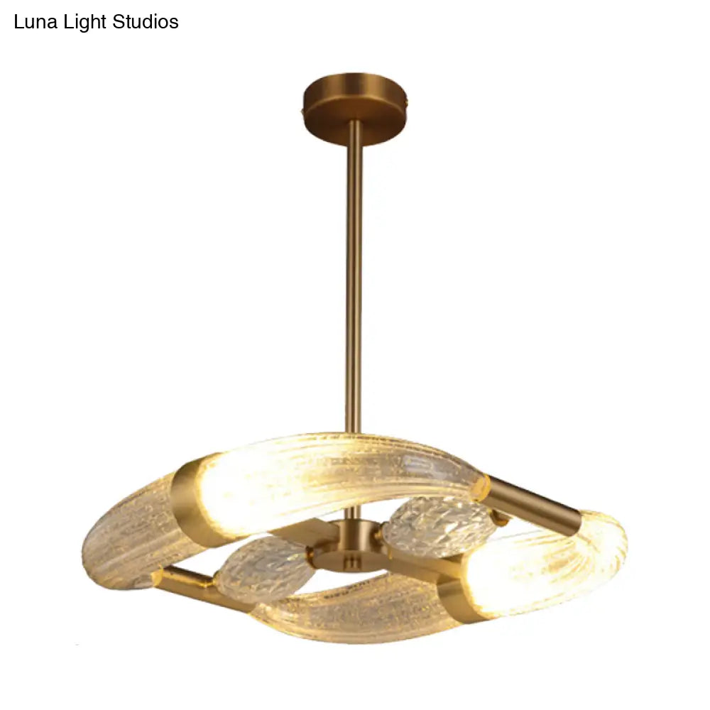 Gold Crystal Chandelier: Postmodern Led Hanging Light For Living Room