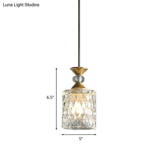 Modern Gold Crystal Drop Pendant Lamp With 1-Bulb For Restaurant Down Lighting