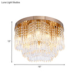 Gold Crystal Fringe Flushmount Light With Contemporary Floral Design