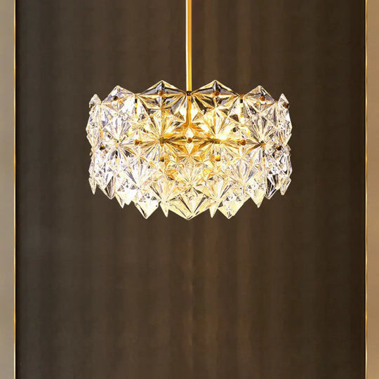Gold Crystal Hexagonal Modernist Chandelier For Dining Room