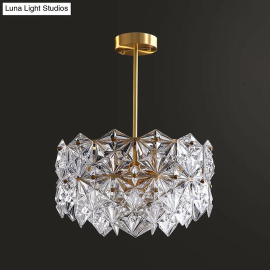 Gold Crystal Hexagonal Modernist Chandelier For Dining Room