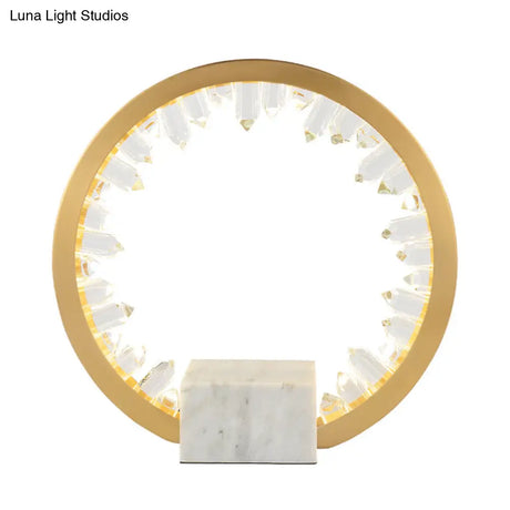 Gold Crystal Icicle Led Table Lamp With Marble Base: Minimalist Hoop Nightlight