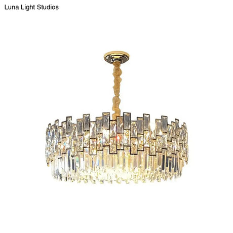 Gold Crystal Pendant Chandelier - Modern & Layered Hanging Light For Dining Room