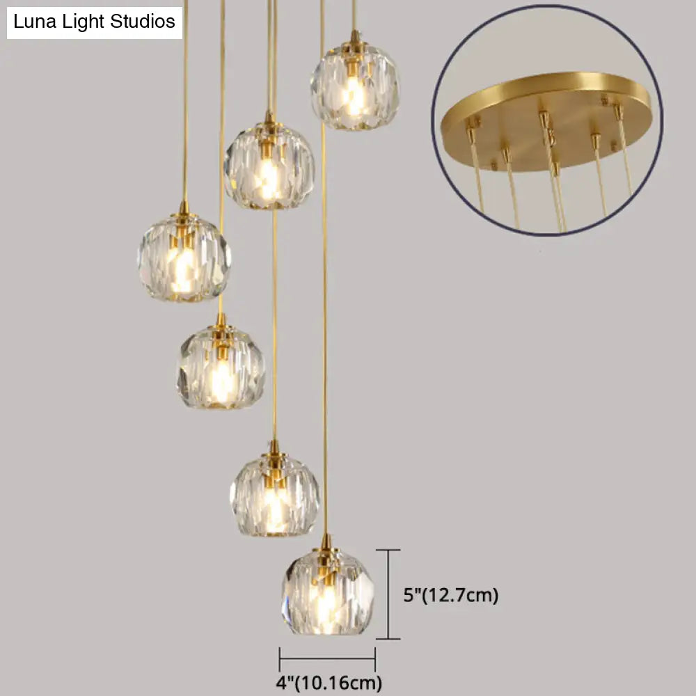 Gold Crystal Pendant Light - Modern Style Hanging Fixture