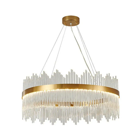 Artistic Gold Led Crystal Rod Chandelier Light - Ideal For Living Room Décor