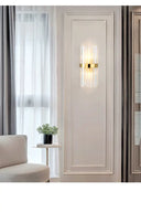 Gold Cylinder/Tapered Wall Sconce: Prismatic Crystal Flush Mount Light For Living Room (2-Light) / B