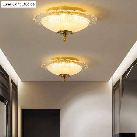 Gold Dome Led Ceiling Light With Crystal Shade - Simplicity Collection 16’/19.5’ Width