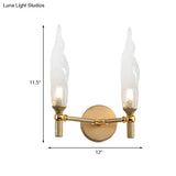 Gold Double Arm Wall Mount Sconce With Clear Glass Shade - Modern Metal Lighting Fixture For Living