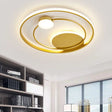 Gold Dual Ring Led Metallic Flush Mount Lighting 16.5’/20.5’ Wide - Simple & Elegant Ceiling
