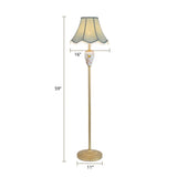 Gold Fabric Flared Floor Light: Classic 1-Light Accent Lamp For Living Room With Scalloped Trimming