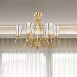 Gold Finish 6-Light Colonial Chandelier With Frosted Glass Flower Shades