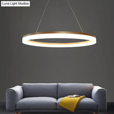 Gold Finish Acrylic Loop Led Ceiling Chandelier - Elegant Hanging Light For Dining Room