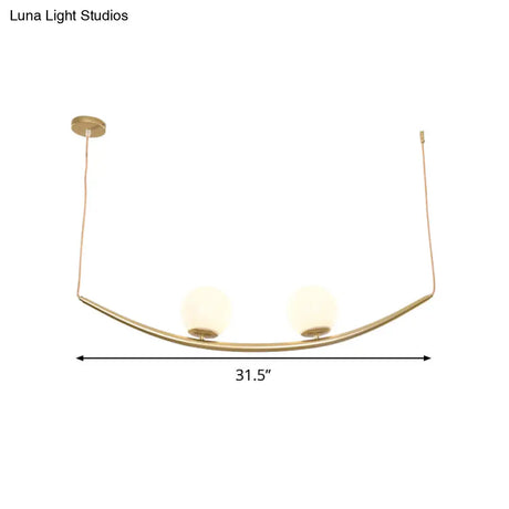 Gold Finish Dining Room Chandelier With Modernist Design And Milk Glass Shade