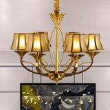 Gold Flared Chandelier With Frosted White Glass Shades - 5/6/8 Heads Pendant Light For Living Room 6
