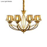 Gold Flared Chandelier With Frosted White Glass Shades - 5/6/8 Heads Pendant Light For Living Room