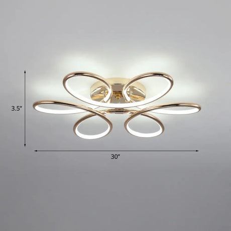 Gold Flower Led Flush Mount Ceiling Light - Simplicity Meets Elegance / 30 White