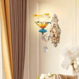 Gold Flower Wall Mount Light With Crystal Draping And Ruffle Glass Fixture 1 /