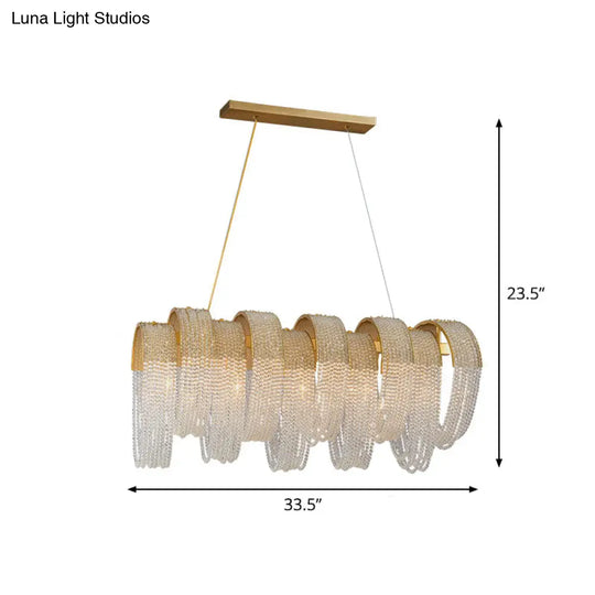 Gold Fringed Crystal Pendant Light – Contemporary Dining Room Fixture 5 /
