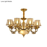 Gold Frosted Glass Bell Chandelier - 6/8 Heads Ceiling Pendant Light For Living Room