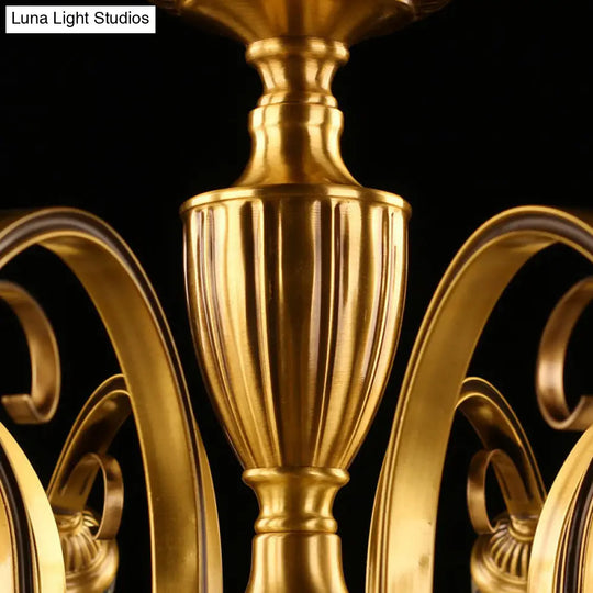 Gold Frosted Glass Flower Chandelier - Colonial Style Suspension Light