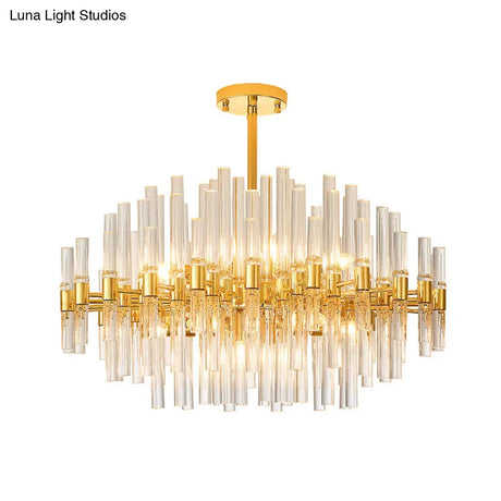 Gold Geometric Crystal Rod Chandelier Pendant Light - Postmodern Fixture