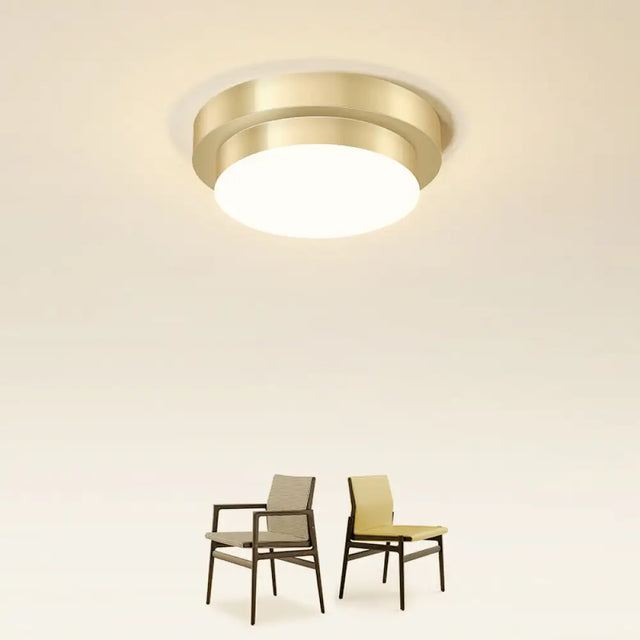Gold Geometric Led Aisle Ceiling Light: Simple Metal Flush Mount