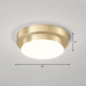 Gold Geometric Led Aisle Ceiling Light: Simple Metal Flush Mount / White Round