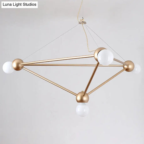 Gold Geometric Pendant Chandelier - Classic Metal Hanging Light For Bedroom