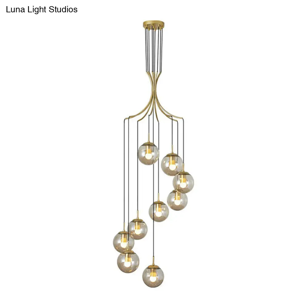 Postmodern Gold Cognac Glass Pendant Light Fixture For Villa 3 /