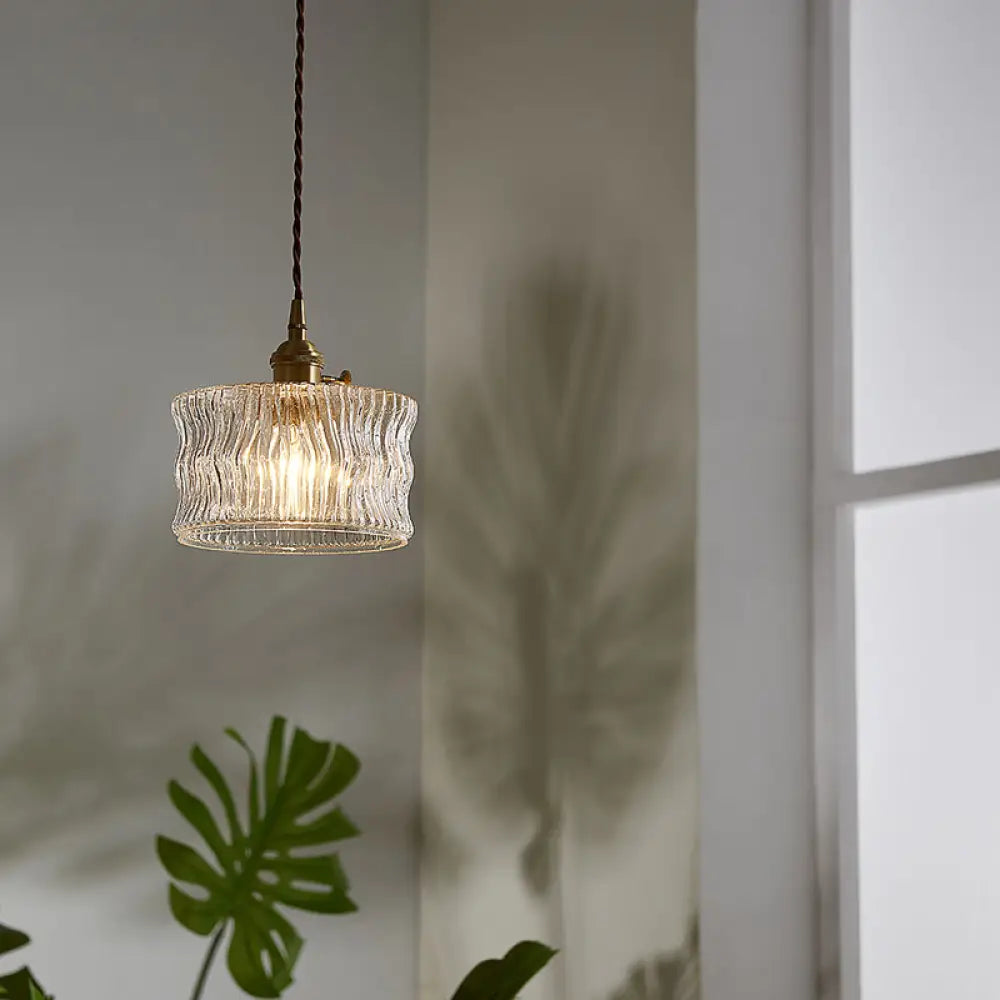Gold Glass Pendant Light For Restaurant Ceiling From Industrial Drum Collection / B