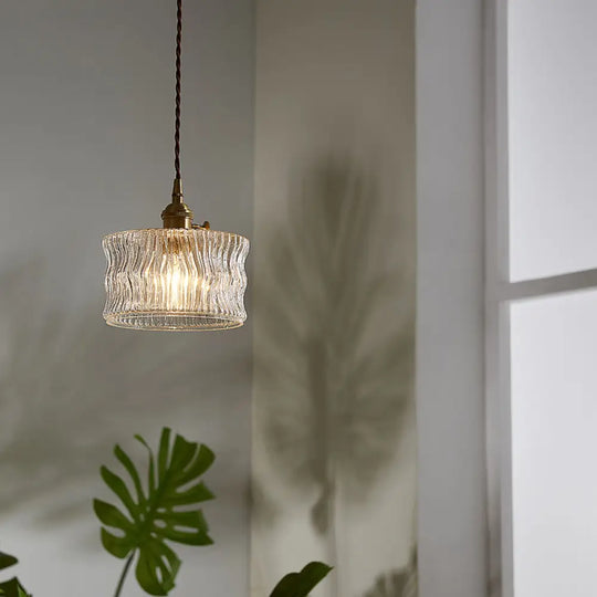 Gold Glass Pendant Light For Restaurant Ceiling From Industrial Drum Collection / B
