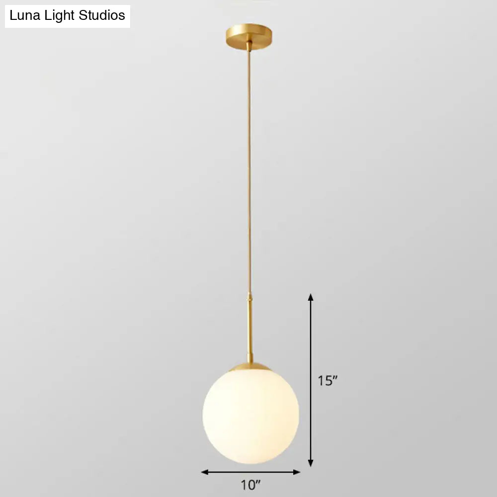 Gold Globe Pendant Light - Cream Glass 1-Light Simplicity Hanging Fixture / 10’ Cord