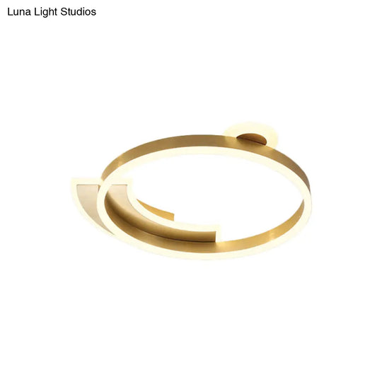Gold Halo Ring Led Flushmount Ceiling Lamp - Modern Metal Dining Hall Lighting 18/26 Width