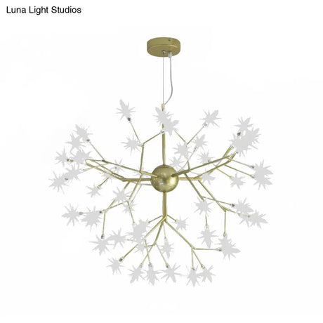 Gold Iron Starry Pendant Light Fixture - Modern 9/27/36-Light Chandelier For Dining Room