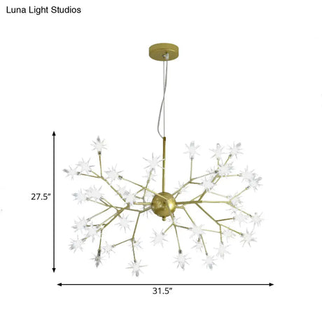 Gold Iron Starry Pendant Light Fixture - Modern 9/27/36-Light Chandelier For Dining Room