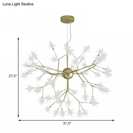 Gold Iron Starry Pendant Light Fixture - Modern 9/27/36-Light Chandelier For Dining Room
