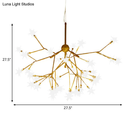 Gold Iron Starry Pendant Light Fixture - Modern 9/27/36-Light Chandelier For Dining Room
