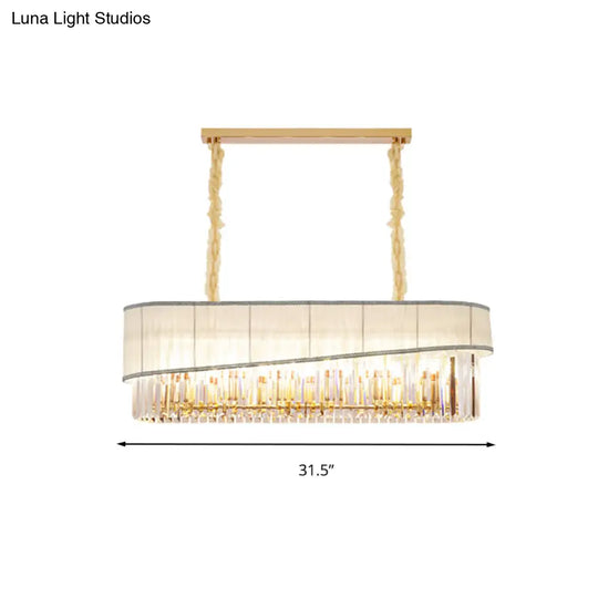 Gold Island Pendant Light Fixture With Crystal Shade - Modern 10 Bulbs Design