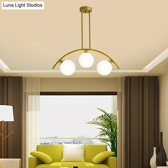 Gold Island Pendant With Clear/White Shade And Curvy Design - Perfect For Modern Kitchens (3/5/7