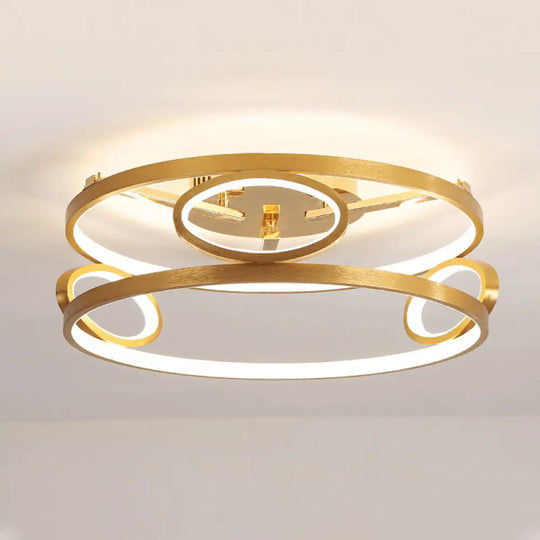 Gold Led Acrylic Ceiling Light Fixture For Living Room Tiered Semi Flush Mount 18’/23.5’ Wide / 18’