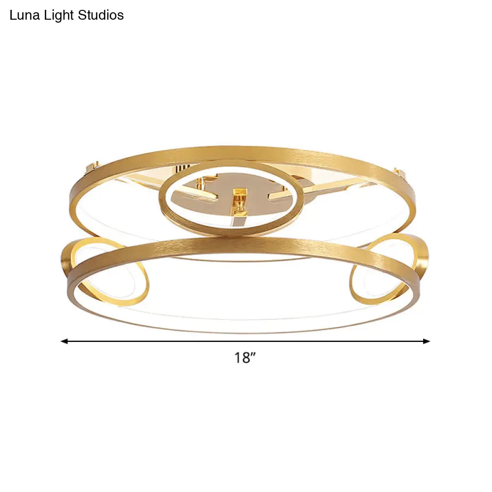 Gold Led Acrylic Ceiling Light Fixture For Living Room Tiered Semi Flush Mount 18’/23.5’ Wide