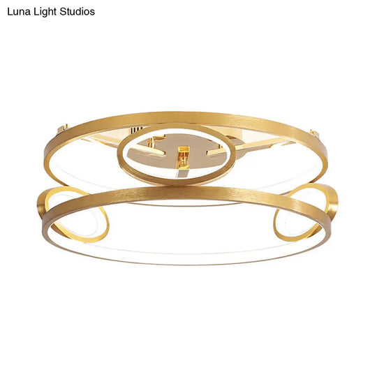 Gold Led Acrylic Ceiling Light Fixture For Living Room Tiered Semi Flush Mount 18/23.5 Wide