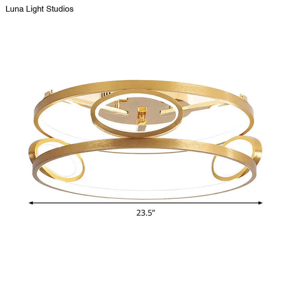 Gold Led Acrylic Ceiling Light Fixture For Living Room Tiered Semi Flush Mount 18’/23.5’ Wide