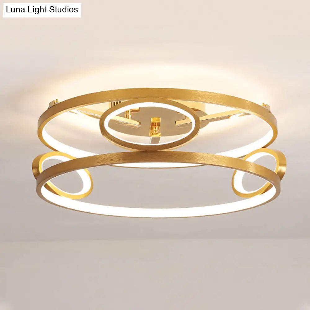 Gold Led Acrylic Ceiling Light Fixture For Living Room Tiered Semi Flush Mount 18/23.5 Wide / 18