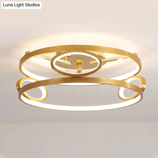 Gold Led Acrylic Ceiling Light Fixture For Living Room Tiered Semi Flush Mount 18/23.5 Wide / 18