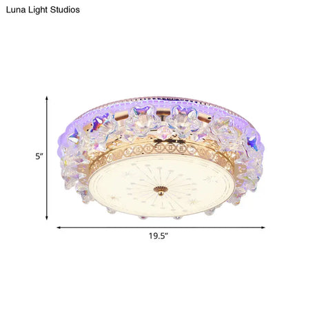 Gold Led Crystal Ceiling Light With Star Design - Simple And Stylish Flush Mount Fixture