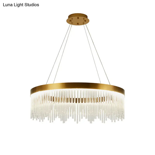 Gold Led Crystal Icicles Chandelier - 16’’/23.5’’/31.5’’ Dia Simple Ring Design Bedroom